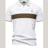 Men's Giraffe Embroidered Collared Neck Contrast Polo