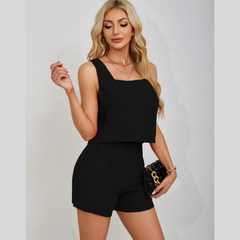 Square Neck Wide Strap Tank and Shorts Set