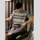 Men's Plus Size Casual Striped Short Sleeve T-Shirt