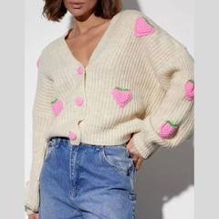 Strawberry Button Down Cardigan