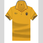 Men's Plus Size Striped Collar Embroidered Detail Polo