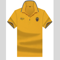 Men's Plus Size Striped Collar Embroidered Detail Polo