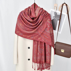 Paisley Patterned Raw Hem Scarf