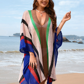 Openwork Color Block Plunge Cover-Up