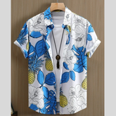 Men's Printed Button Up Short Sleeve Shirt