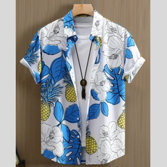 Men's Printed Button Up Short Sleeve Shirt