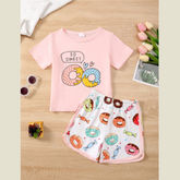 Children's Donut Round Neck Top and Pants Set