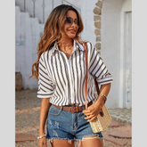 Striped Collared Neck Half Sleeve Shirt