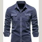Men's Full Size Collared Neck Button Down Shirt with Chest Pockets Plus Size