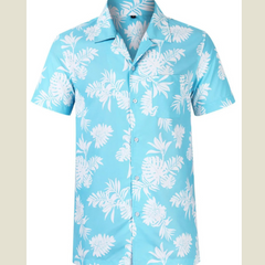 Men's Hawaiian Print Short Sleeve Button Down Shirt