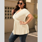 Plus Size Surplice Short Sleeve T-Shirt