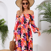 Printed Long Sleeve Midi Dress