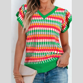 Contrast Striped V-Neck Knit Top