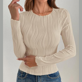 Textured Round Neck Long Sleeve Shirt