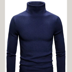 Men's Turtleneck Long Sleeve Ribbed Sweater