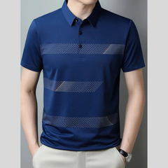 Men's Plus Size Striped Short Sleeve Casual Polo Shirt