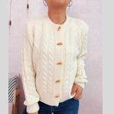 elegant cable knit button up sweater cardigan