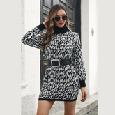 Heathered Turtleneck Mini Sweater Dress