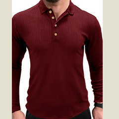 Men's Ribbed Knit Long Sleeve Polo
