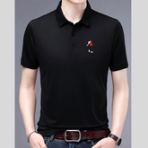 Men's Plus Size Embroidered Detail Short Sleeve Polo