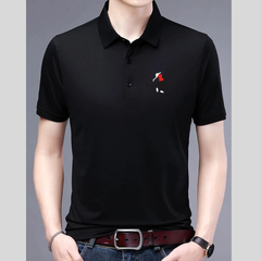 Men's Plus Size Embroidered Detail Short Sleeve Polo