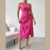 Side Slit Cutout Single Shoulder Dress