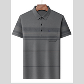 Men's Plus Size Striped Short Sleeve Polo