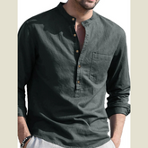Men's Button Detail Long Sleeve Polo Shirt