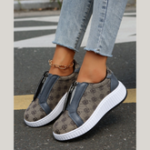 Floral Round Toe Sneakers with Zip