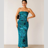 Printed Side Slit Tube Dress