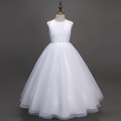 Girls' Piano Walk Show Performance Attire Fluffy Dress