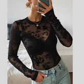 Lace Sheer Long Sleeve T-Shirt