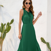 Swiss Dot Tie Neck Sleeveless Dress