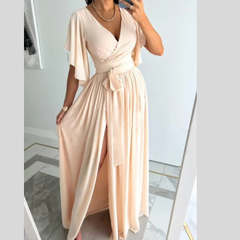 Surplice Flutter Sleeve Maxi Dress