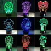 3D LED Color Night Light Changing Lamp Halloween Skull Light Acrylic 3D Hologram Illusion Desk Lamp For Kids Gift