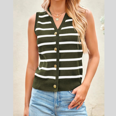 Striped Button-Front Sweater Vest