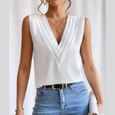 V-Neck Pleated Sleeveless Cami Tank Top