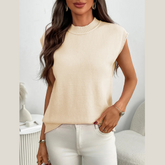 Mock Neck Cap Sleeve Knit Top
