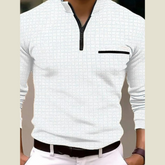 Men's Plus Size Quarter Zip Long Sleeve Polo Shirt �Full Size Casual Classic Fit