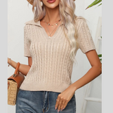 Cable Knit Short Sleeve Top