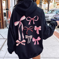 Bow Print Long Sleeve Hoodie