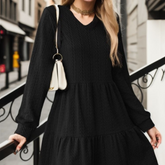 V-Neck Long Sleeve Mini Dress