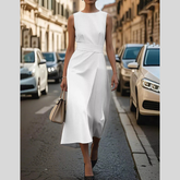 Round Neck Sleeveless Midi Dress