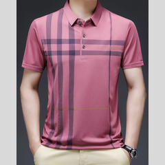 Men's Plus Size Plaid Pattern Short Sleeve Polo Shirt