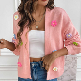 Floral Long Sleeve Open Front Cardigan