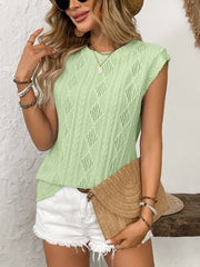 Embroidered Eyelet Cap Sleeve Top