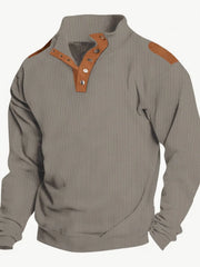 Men's Full Size Stand Collar Long Sleeve Polo Plus Size
