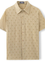 Men's Plus Size Short Sleeve Button-Up Shirt �Relaxed Fit Casual Collared Shirt for Big and Tall