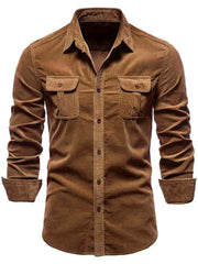 Men's Full Size Collared Neck Button Down Shirt with Chest Pockets Plus Size