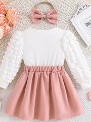 Children's Heart Bowknot Decor Dress with Headband